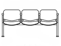 Кресло для конференц залов Стандарт мод.СМ83 3-х местная секция (иск.кожа Винилис) черн.муар
